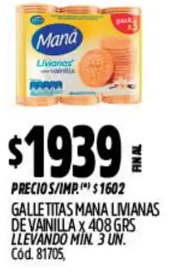 Supermercados Yaguar Maná galletitas livianas de vainilla oferta