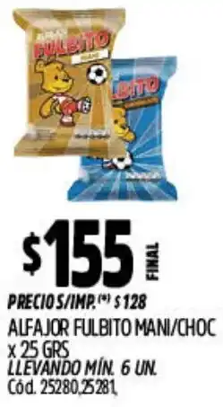 Supermercados Yaguar Fulbito alfajor mani/choc oferta