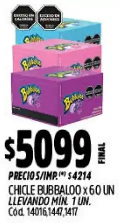 Supermercados Yaguar Bubbaloo chile oferta