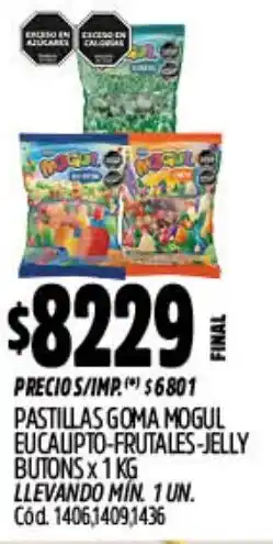 Supermercados Yaguar Mogul pastillas goma eucalipto-frutales-jelly butons oferta