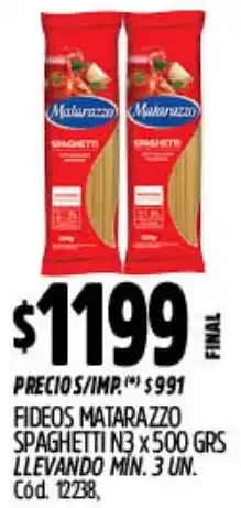 Supermercados Yaguar Matarazzo fideos spaghetti N3 oferta