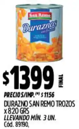 Supermercados Yaguar San remo durazno trozos oferta
