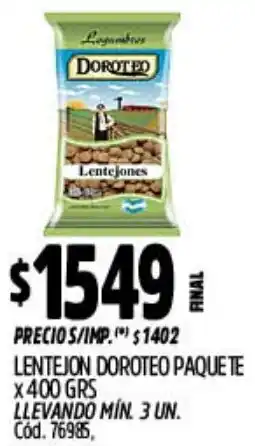 Supermercados Yaguar Doroteo lentejon paquete oferta