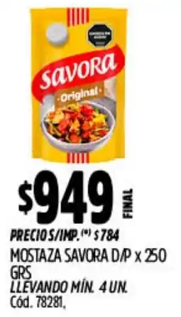 Supermercados Yaguar Savora mostaza d/p oferta