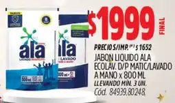 Supermercados Yaguar Ala jabon liquido ecolav. d/p matic/lavado a mano oferta