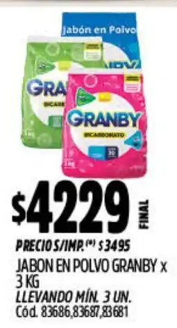 Supermercados Yaguar Granby jabon en polvo oferta