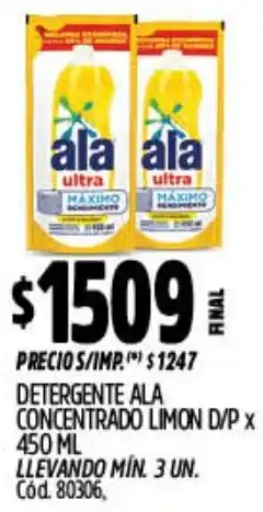 Supermercados Yaguar Ala detergente concentrado limon d/p oferta