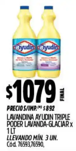 Supermercados Yaguar Ayudín lavandina triple poder lavanda-glaciar oferta
