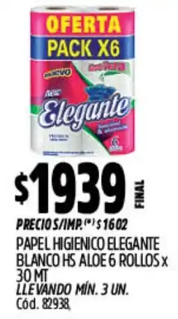Supermercados Yaguar Elegante papel higienico blanco hs aloe oferta