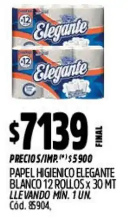 Supermercados Yaguar Elegante papel higienico blanco oferta
