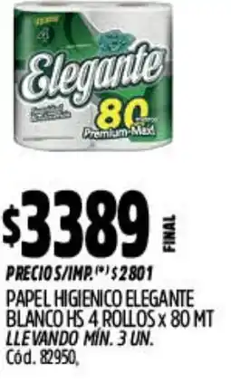 Supermercados Yaguar Elegante papel higienico blanco oferta