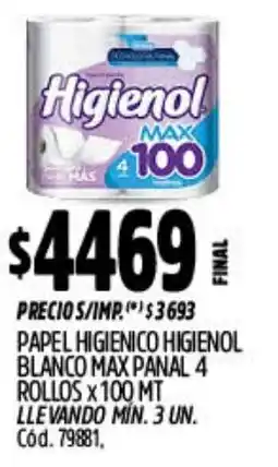 Supermercados Yaguar Higienol papel higienico blanco max panal oferta