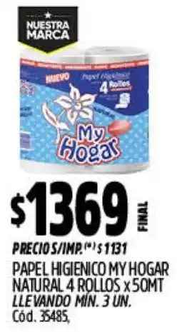 Supermercados Yaguar My hogar papel higienico natural oferta
