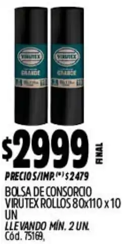 Supermercados Yaguar Virutex bolsa de consorcio rollos oferta