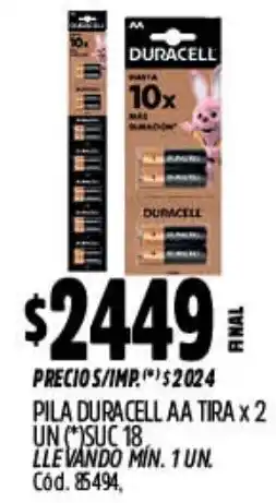 Supermercados Yaguar Duracell pila AA tira oferta