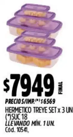 Supermercados Yaguar Hermetico treye set oferta