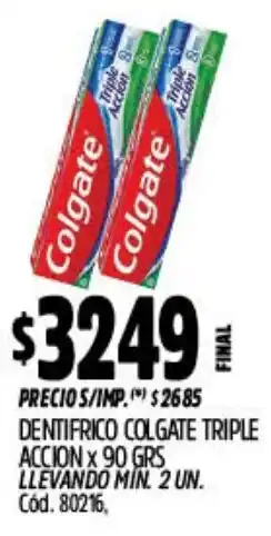 Supermercados Yaguar Colgate dentifrico triple accion oferta