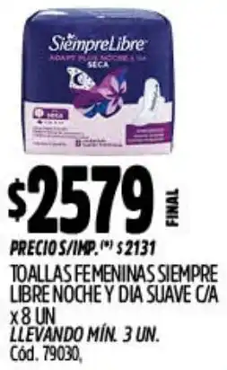 Supermercados Yaguar Siempre libre toallas femeninas noche y dia suave c/a oferta