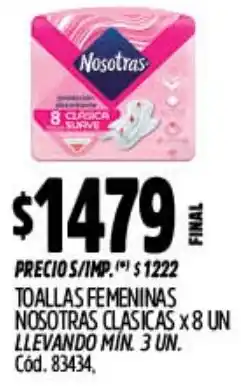 Supermercados Yaguar Nosotras toallas femeninas clasicas oferta
