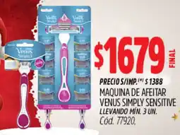 Supermercados Yaguar Venus maquina de afeitar simply sensitive oferta