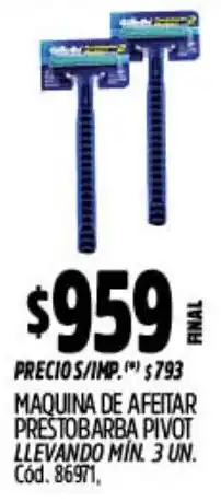 Supermercados Yaguar Gillette maquina de afeitar prestobarba pivot oferta