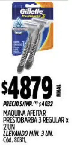 Supermercados Yaguar Gillette maquina afeitar prestobarba 3 regular oferta