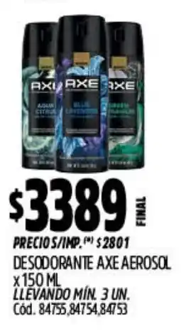 Supermercados Yaguar Axe desodorante aerosol oferta