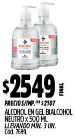 Supermercados Yaguar Neutro alcohol en gel bialcohol oferta