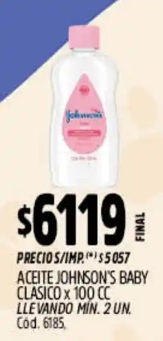 Supermercados Yaguar Johnson's aceite baby clasico oferta