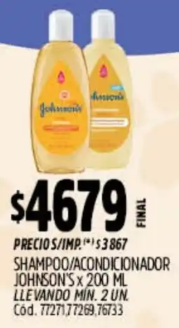 Supermercados Yaguar Johnson's shampoo/acondicionador oferta