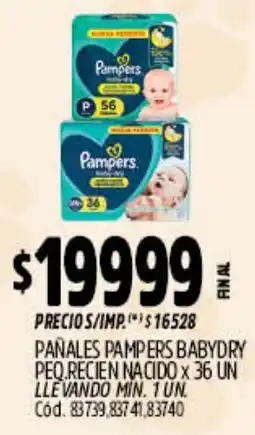 Supermercados Yaguar Pampers pañales babydry peq recien nacido oferta