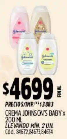 Supermercados Yaguar Johnson's crema baby oferta