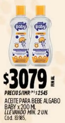 Supermercados Yaguar Algabo baby aceite para bebe oferta