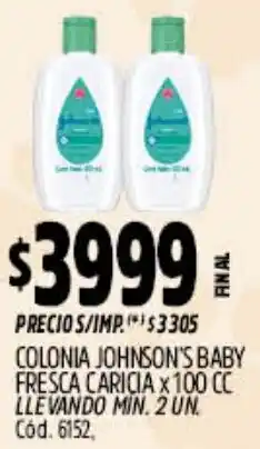 Supermercados Yaguar Johnson's colonia baby fresca caricia oferta