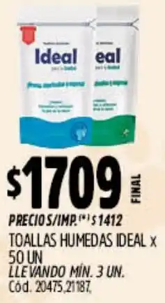 Supermercados Yaguar Ideal toallas humedas oferta