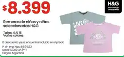 Changomas H&G remeras de niños y niñas seleccionadas oferta