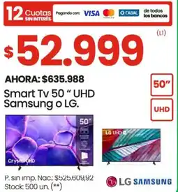 Changomas Samsung o Lg smart tv 50" oferta