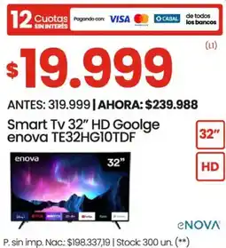 Changomas Enova smart tv 32" oferta