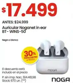 Changomas Noga auricular noganet in ear oferta