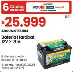 Changomas Hardbat batería 12V X 75A oferta