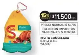 Carrefour Sadía pavita congelada bolsa oferta