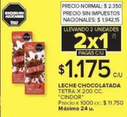 Carrefour Cindor leche chocolatada tetra oferta
