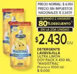 Carrefour Magistral detergente lavavajilla ultra limón doy pack oferta