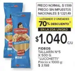Carrefour Lucchetti fideos tallarin nº5 oferta
