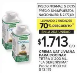 Carrefour La serenisima crema uat liviana para cocinar tetra oferta