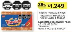Carrefour Traviata galletitas sandwich pack oferta