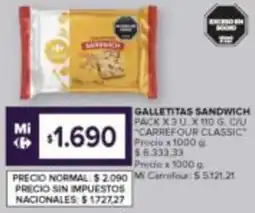 Carrefour Carrefour classic galletitas sandwich pack oferta