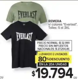 Carrefour Everlast remera v/colores oferta