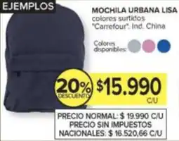 Carrefour Carrefour mochila urbana lisa colores surtidos oferta