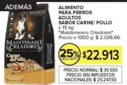 Carrefour Maintenance criadores alimento para perros adultos sabor carne/ pollo oferta